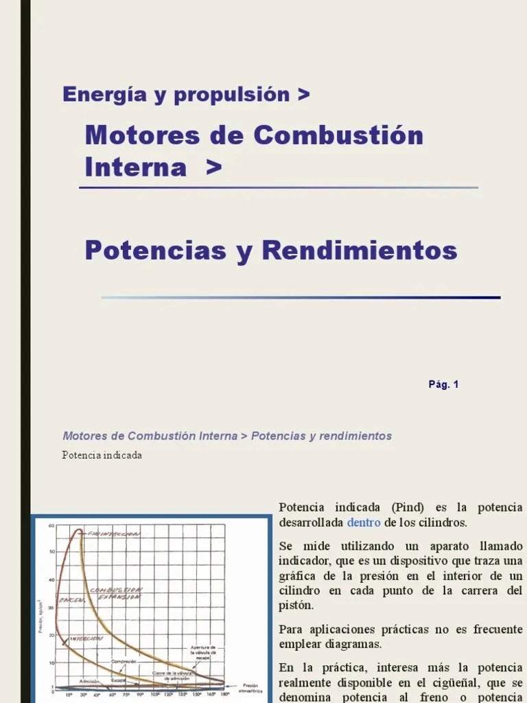 Motores de Combustion Interna Potencias y Rendimientos | PDF | Motor de