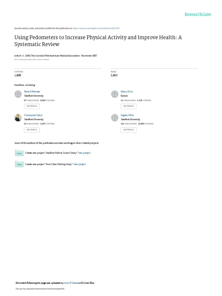 Using Pedometers To Increase Physical Activity and PDF Randomized