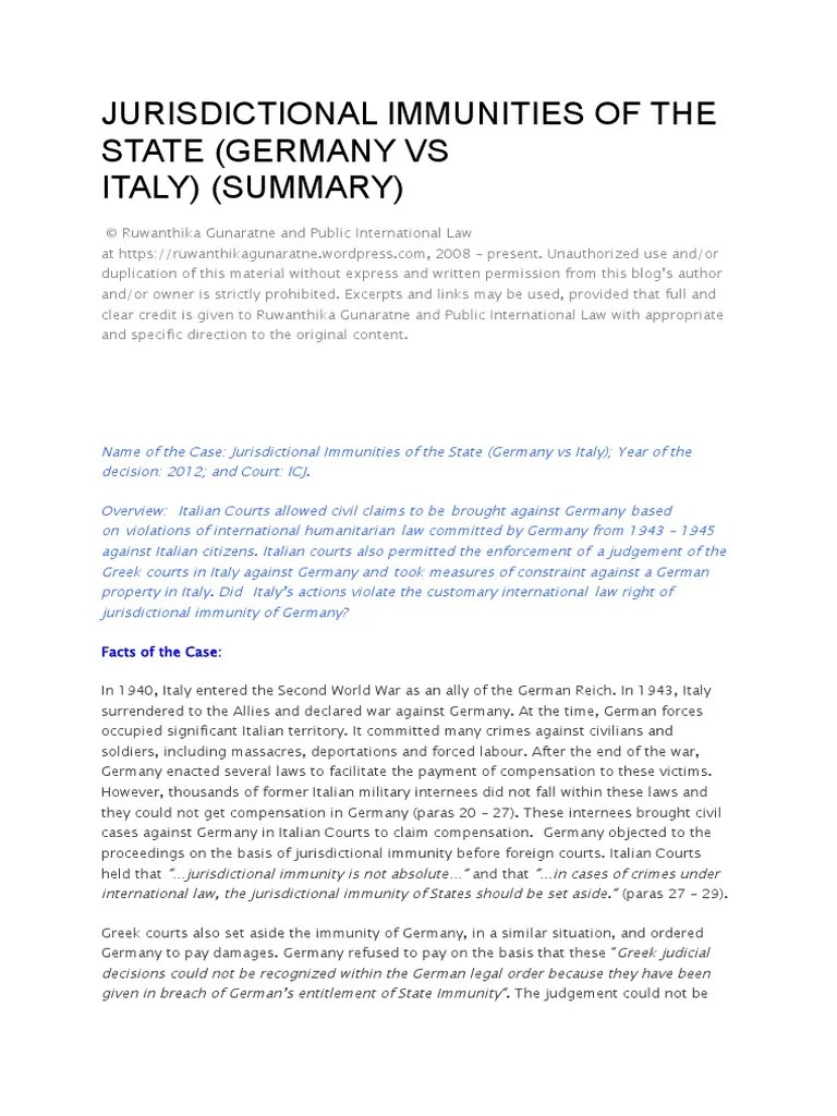Jurisdictional Immunities of The State PDF Sovereign Immunity
