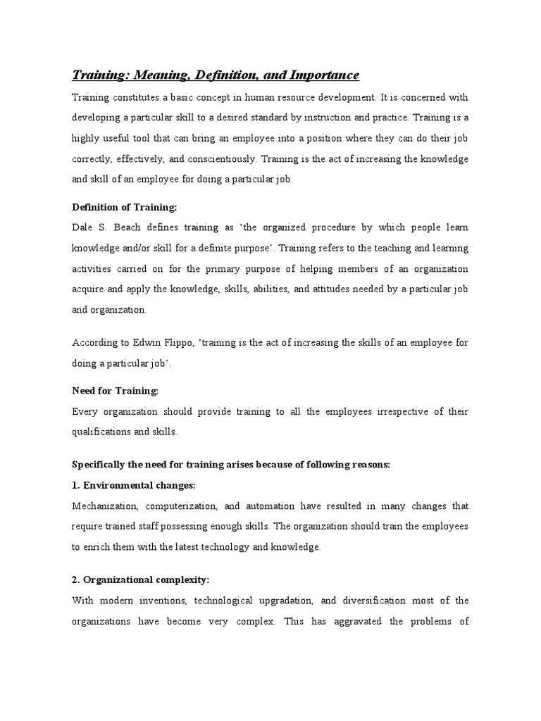 TrainingMeaning, Need, Methods PDF Case Study Apprenticeship