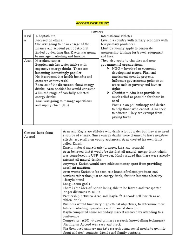 Accord Case Study PDF Marketing Market Segmentation