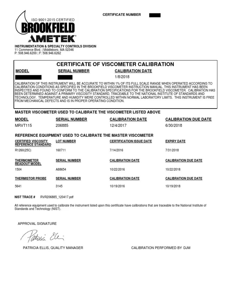 Calibration Certificate Sample PDF Calibration Metrology