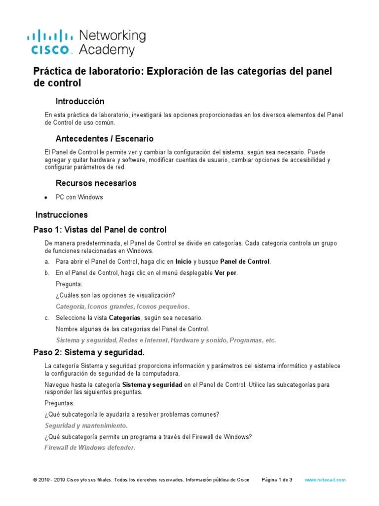 11.2.1.5 Lab Explore Control Panel Categories PDF Archivo de
