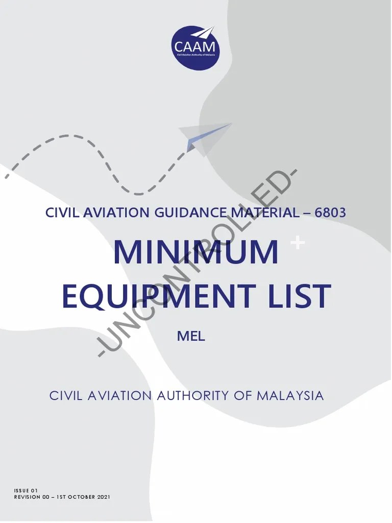 CAGM 6803 Minimum Equipment List PDF Aviation