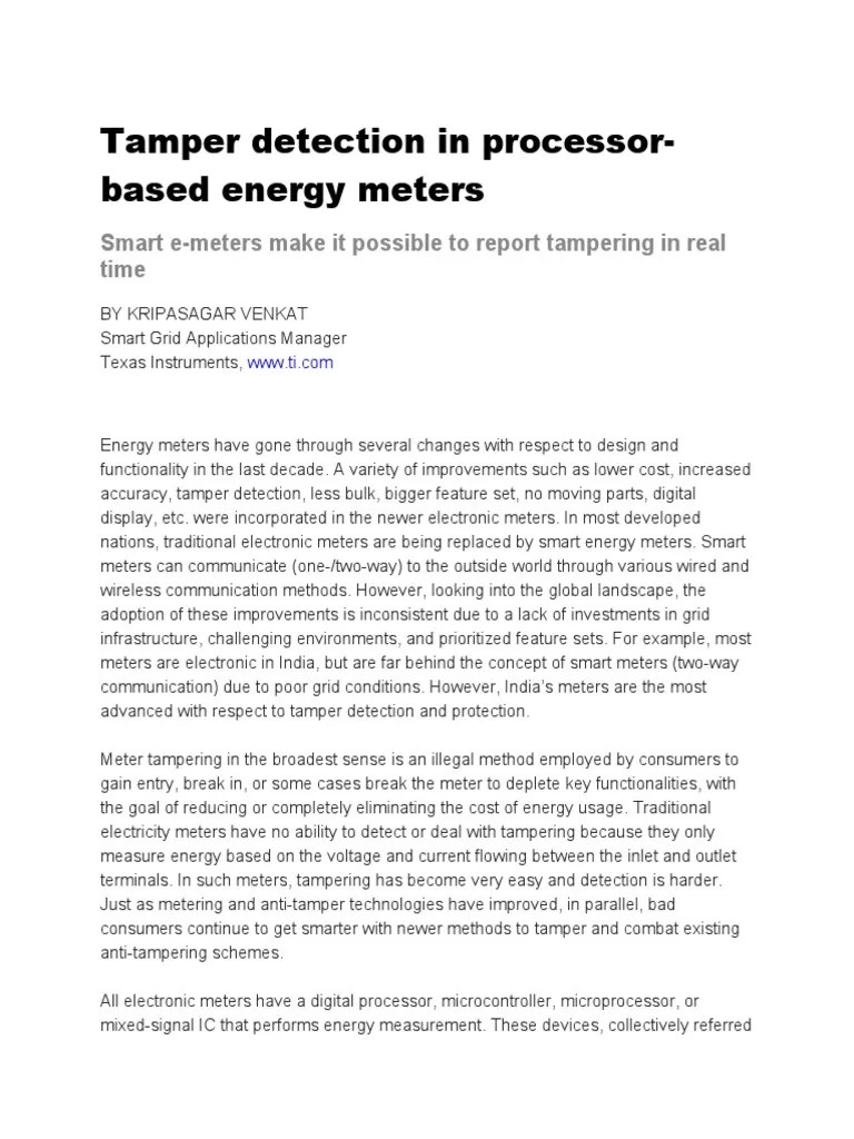 Tamper Detection in Processor PDF Electrical Engineering Electric