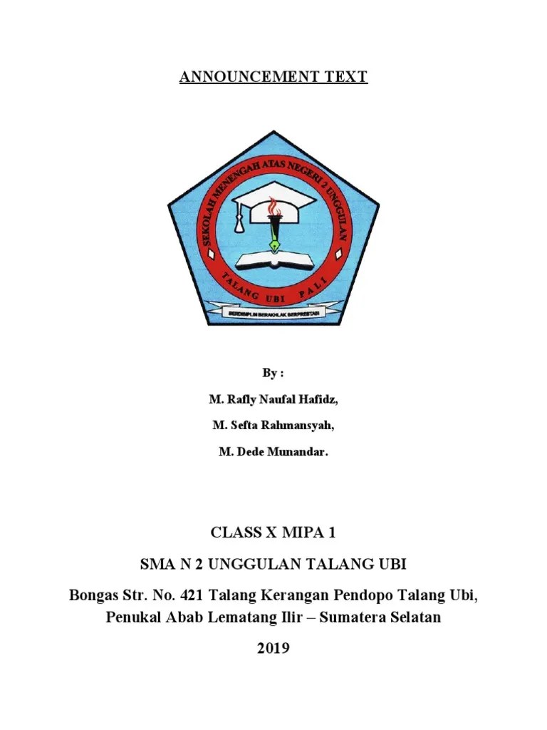 Announcement Text PDF English Language Plural