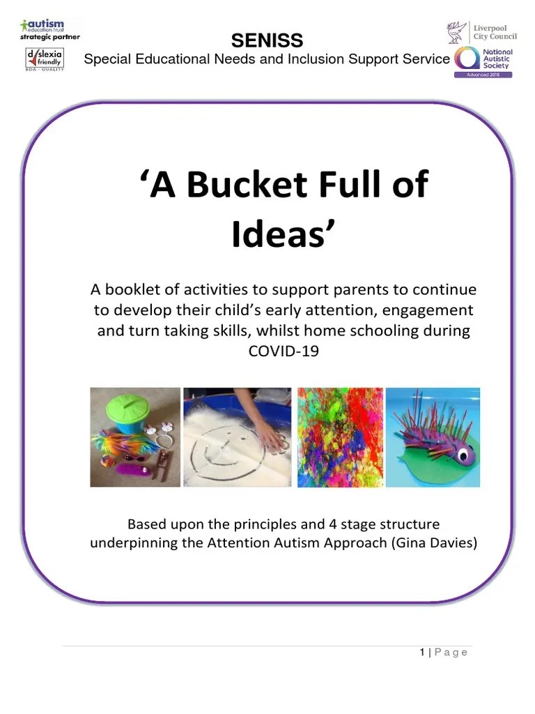 Attention Autism A Bucket Full of Ideas For Parents 1 PDF Dough