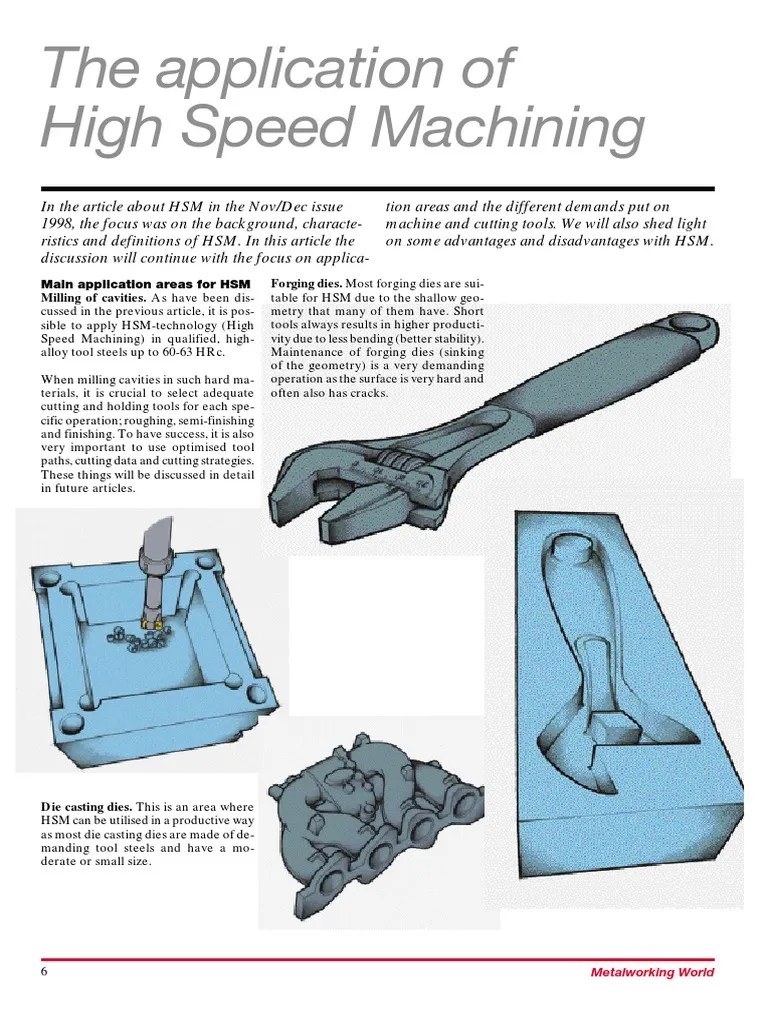 The Application of High Speed Machining PDF Machining Metalworking