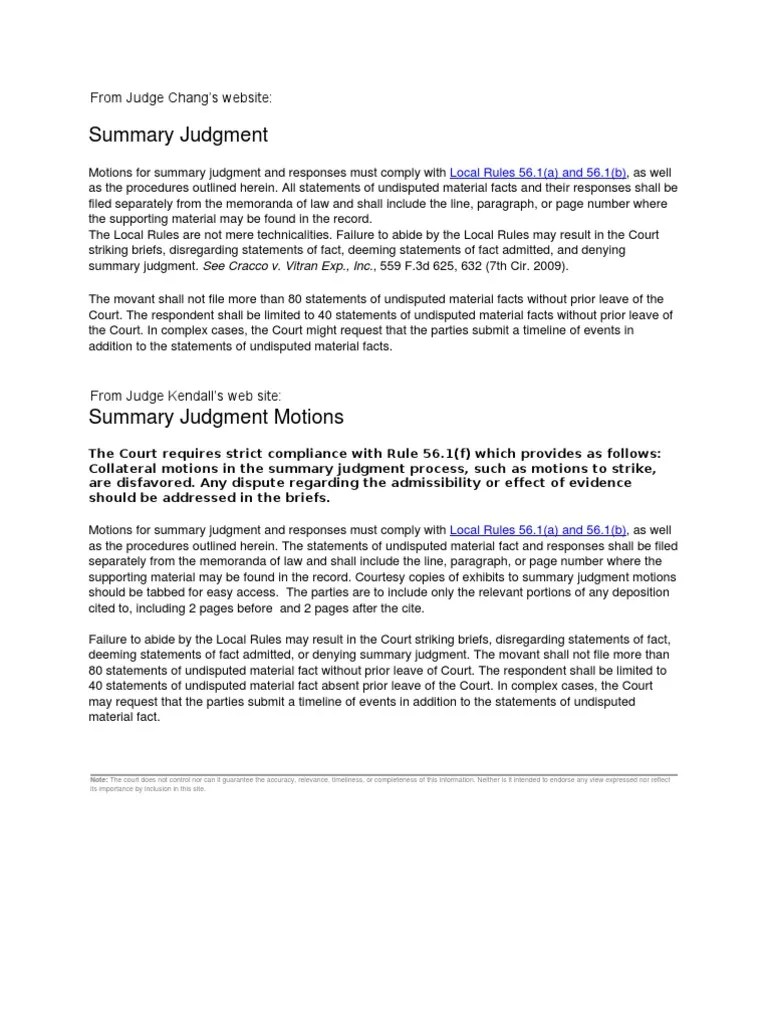 Illinois Motion for Summary Judgement Summary Judgment Judgment (Law)