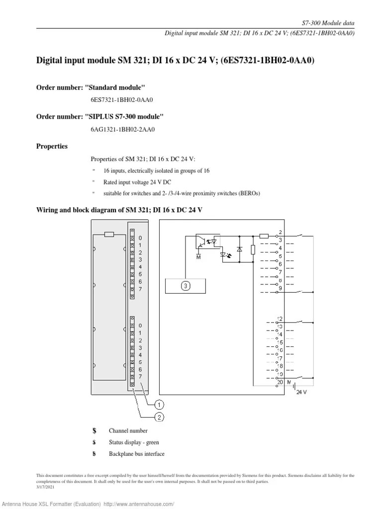 6es7321 1BH02 0aa0 | PDF | Electrical Wiring | Manufactured Goods