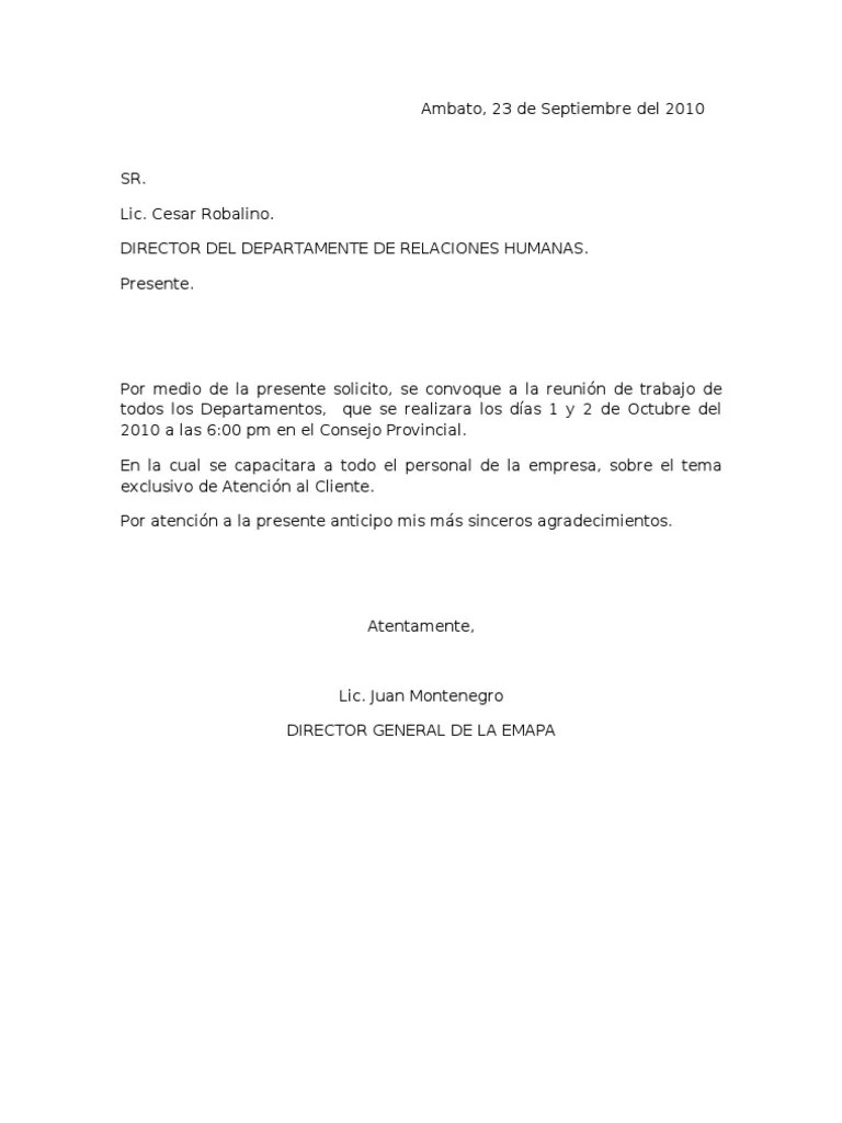 Carta Convocatoria Reunion