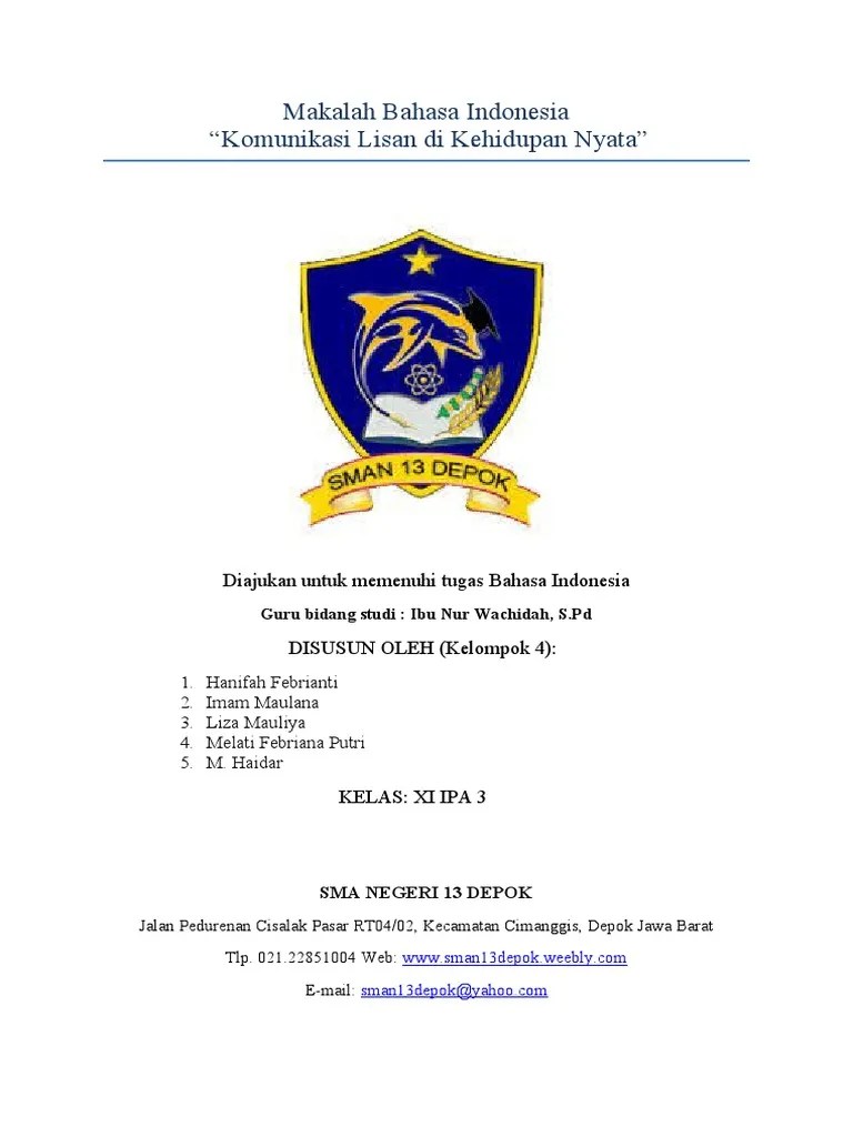 Makalah Komunikasi Lisan Di Kehidupan Nyata | PDF