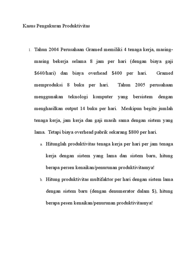 Kasus Pengukuran Produktivitas | PDF
