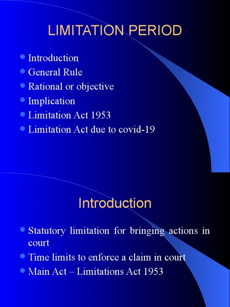 Limitation Period PDF Statute Of Limitations Pleading