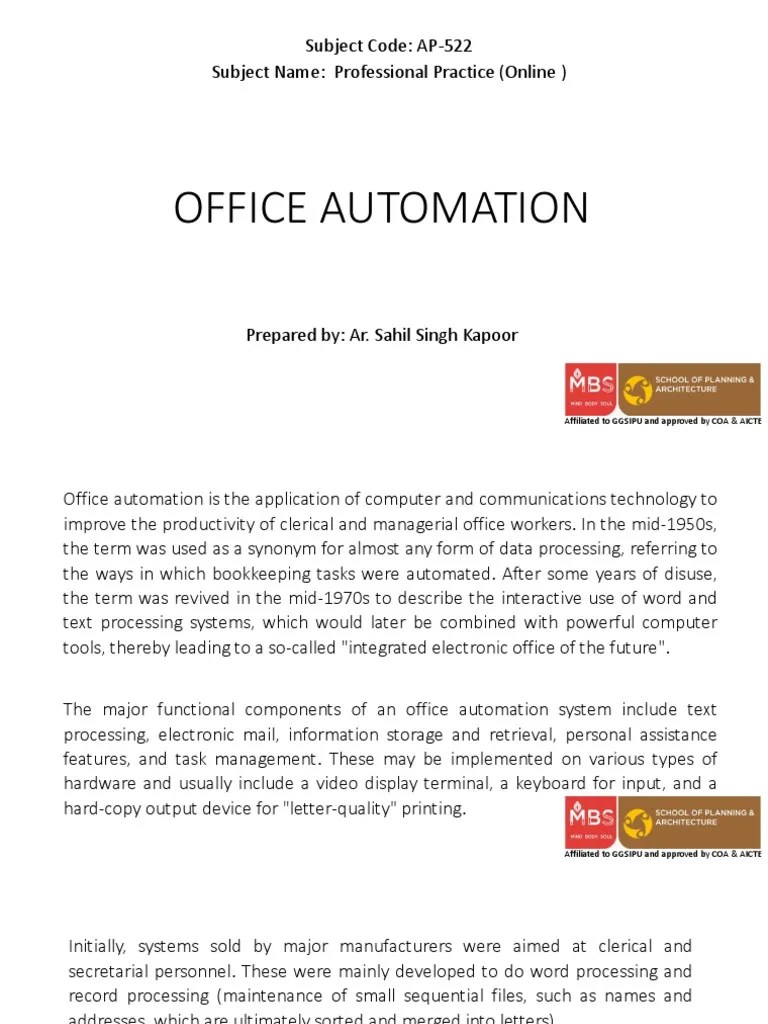 Subject Code AP522 Office Automation PDF Search Engine Indexing