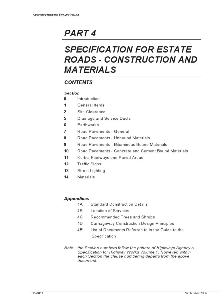 Highways Design Guide Part 4 Specification (Technical Standard