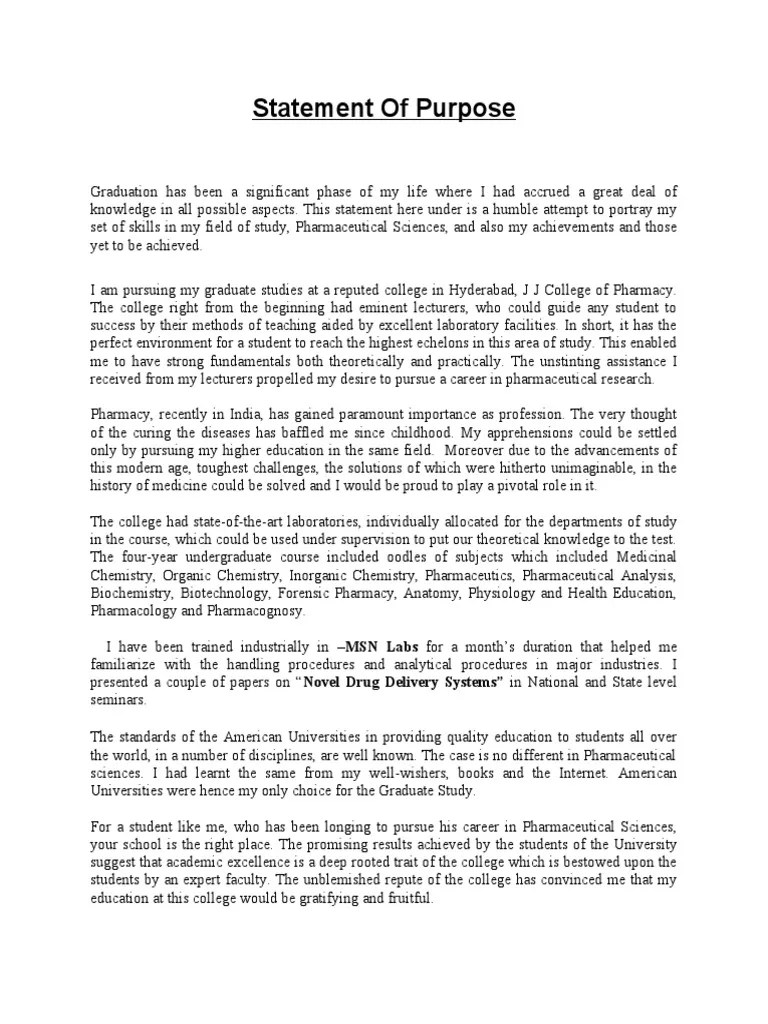 Statement of Purpose PDF Pharmacy Health Care