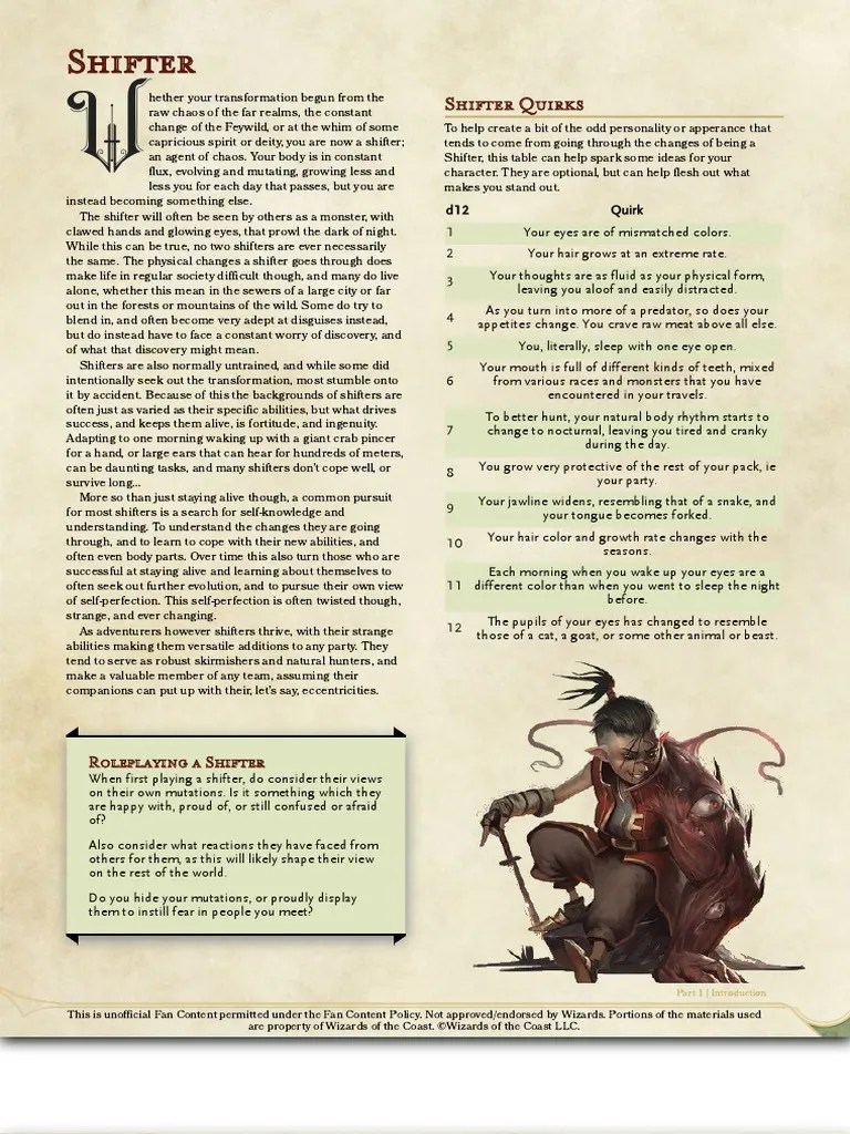 5E Shifter Class GM Binder PDF