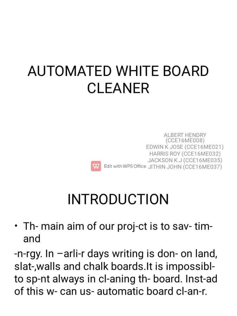 Automatic White Board Cleaner PDF Equipment Electrical Engineering