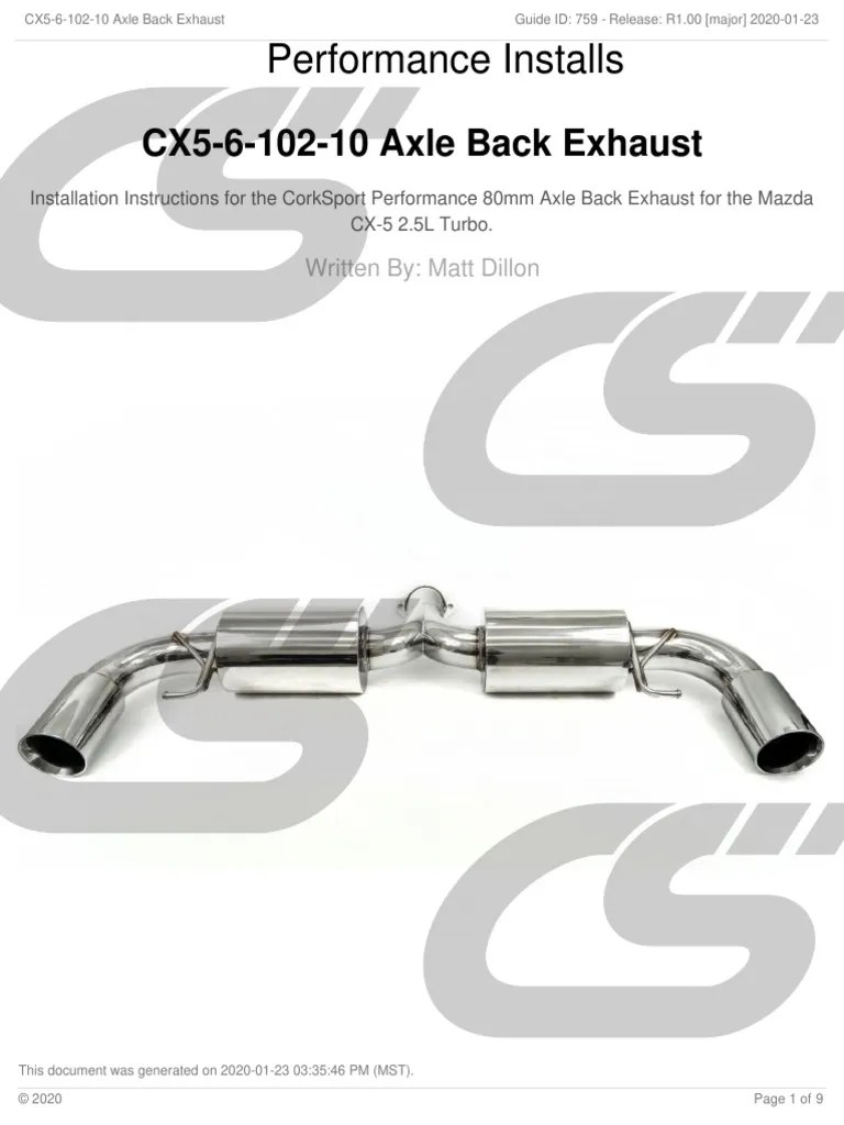 Corksport Install Instr For Axleback Muffler CX5!6!10210WEB PDF