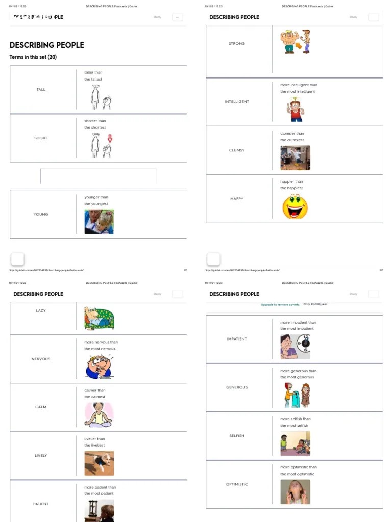 DESCRIBING PEOPLE Flashcards Quizlet PDF