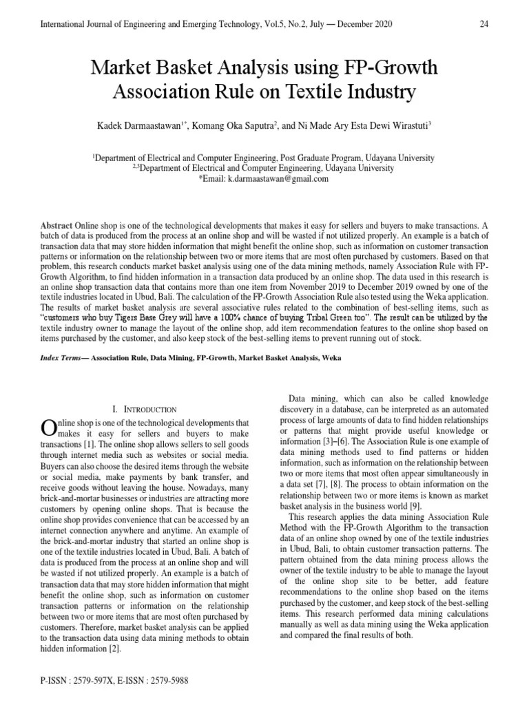 Market Basket Analysis Using FPGrowth Association Rule On Textile