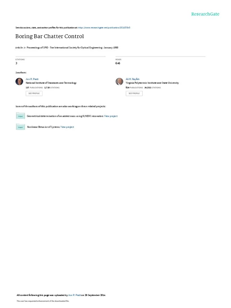 Boring Bar Chatter Control PDF Amplifier Mechanics
