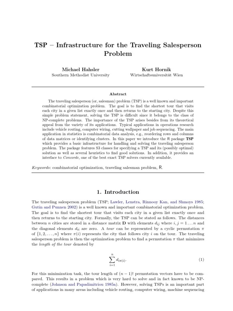 An Introduction to the R Package TSP Providing Infrastructure for