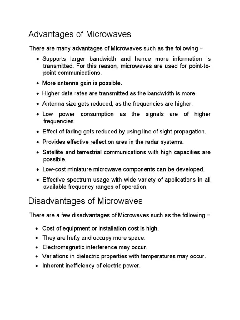 Advantages and Disadvantages of Microwave PDF