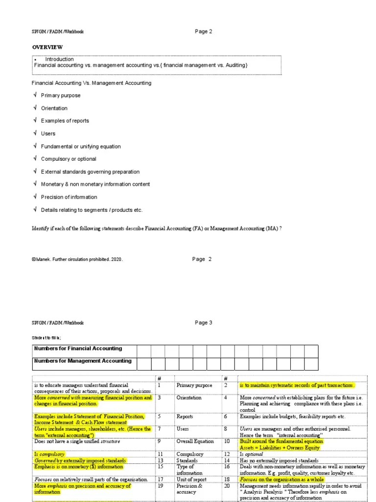 01 Overview FA Vs MA PDF Financial Accounting Accounting