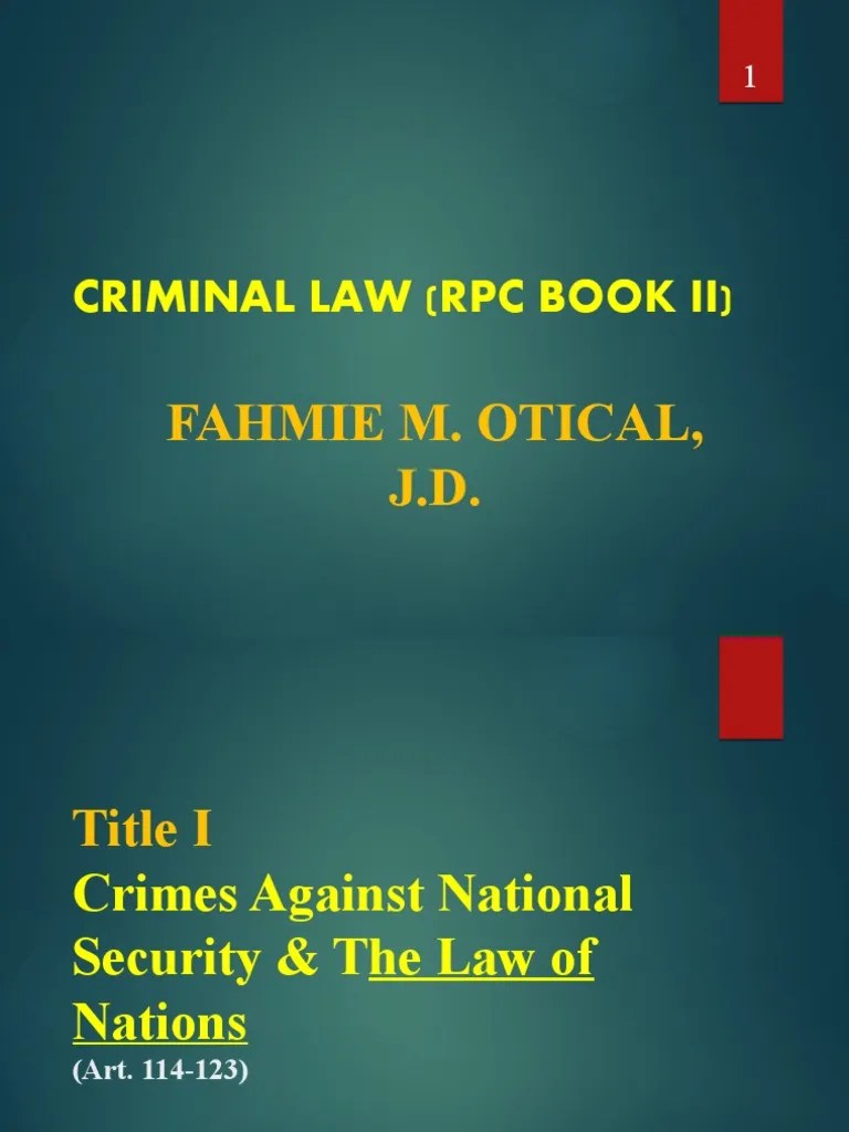 Criminal Law RPC Book 2 Fahmie PDF Perjury Treason