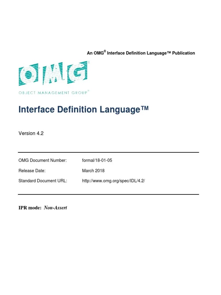 Interface Definition Language (v42) PDF Common Object Request