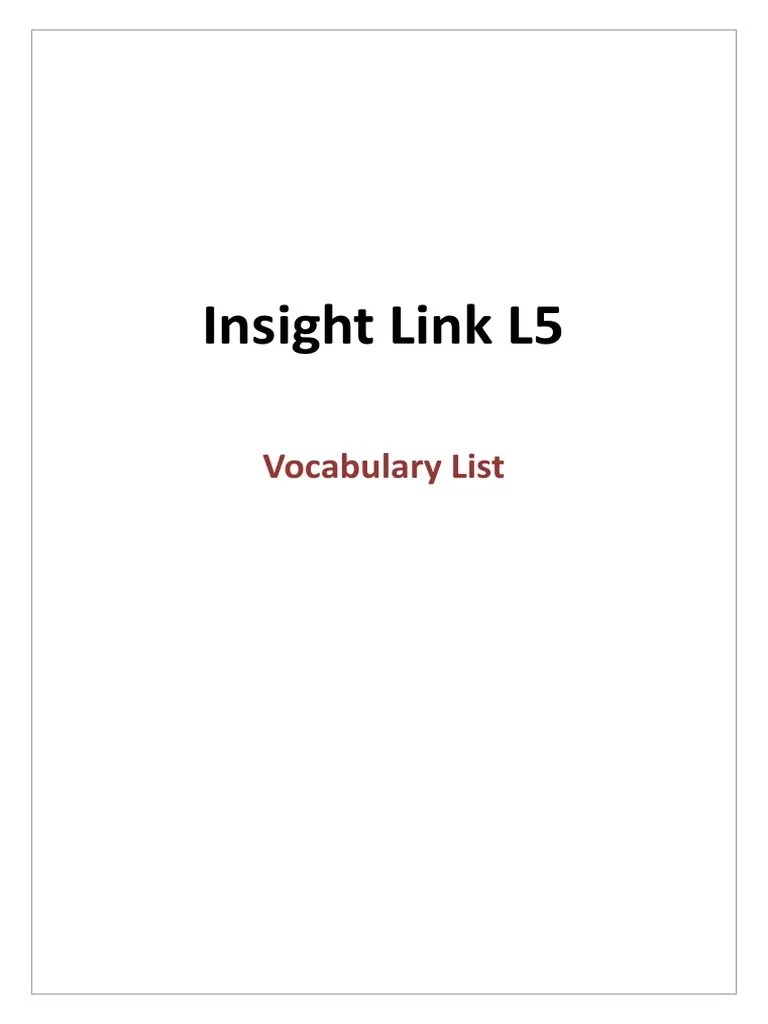 Insight Link 5 Word Test 혼합형 PDF Verb Adjective