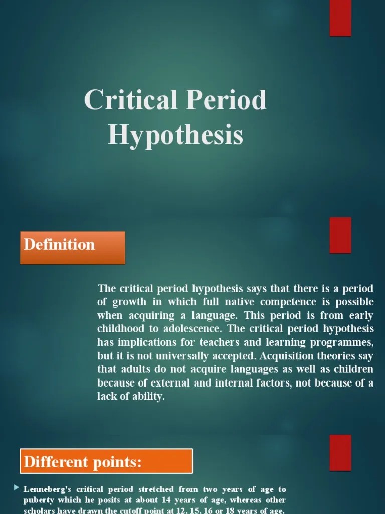 Critical Period Hypothesis PDF