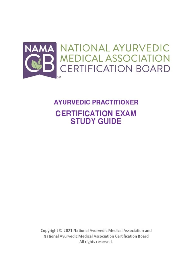 Certification Exam Study Guide Ayurvedic Practitioner PDF Ayurveda