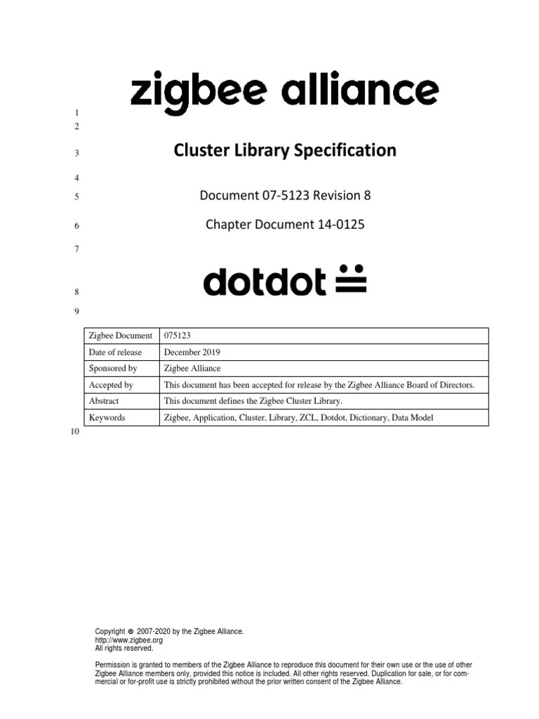 07 5123 08 Zigbee Cluster Library 1 PDF ClientServer Model
