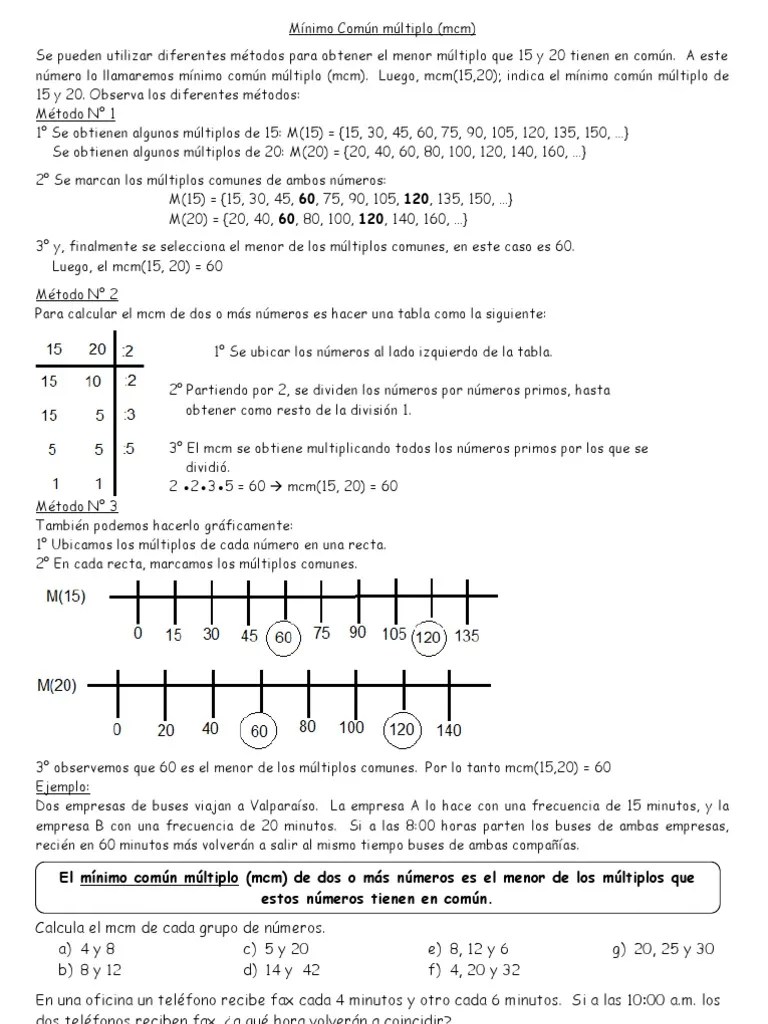 MÃ­nimo ComÃºn mÃºltiplo 5 a EnseÃ±anza de matemÃ¡tica Science