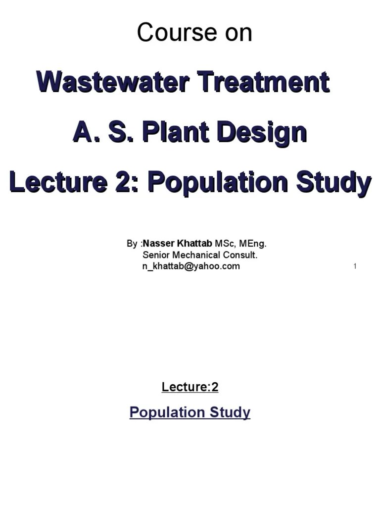 Wastewater Treatment Plant DesignLecture 2 Introduction PDF Forecasting