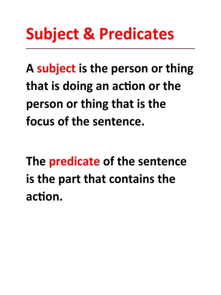 Subject & Predicates PDF Adverb Subject (Grammar)