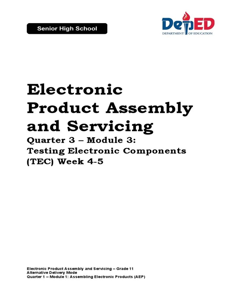 Electronic Product Assembly and Servicing Quarter 3 Module 3