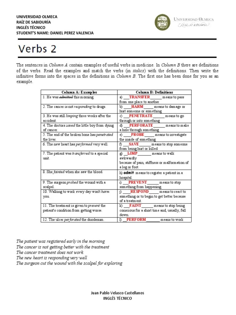 Verbs and Paraphrasing Ideas in Medicine PDF Allergy Allergen