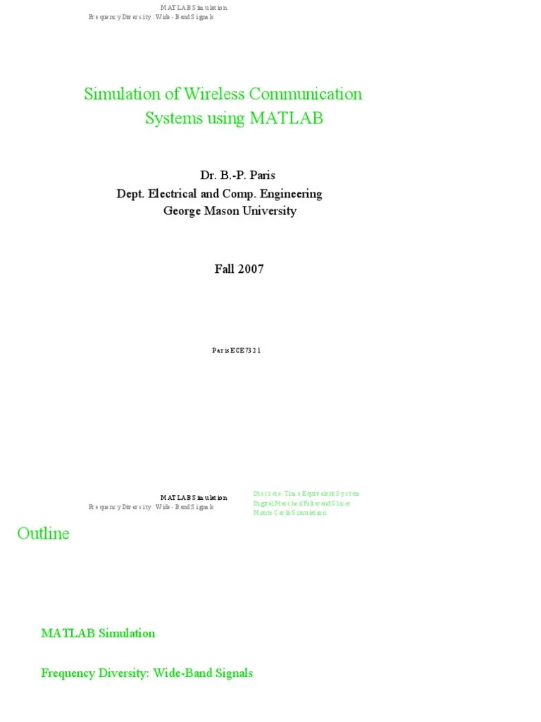Simulation of Wireless Communication Systems Using MATLAB PDF