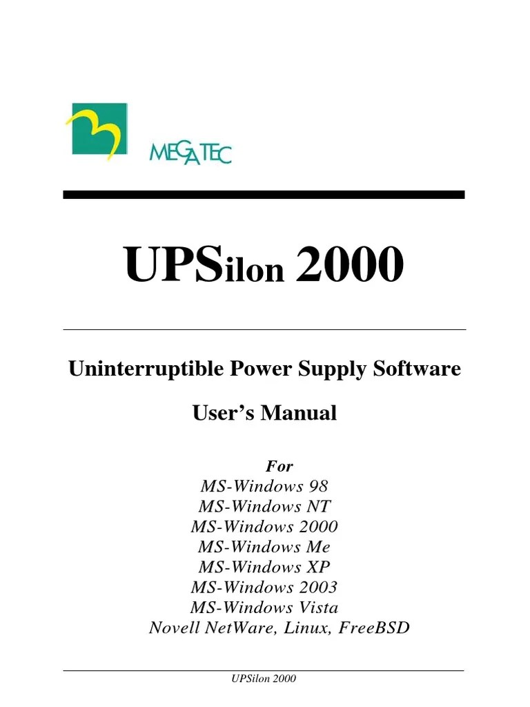 Uninterruptible Power Supply Software User's Manual PDF Microsoft