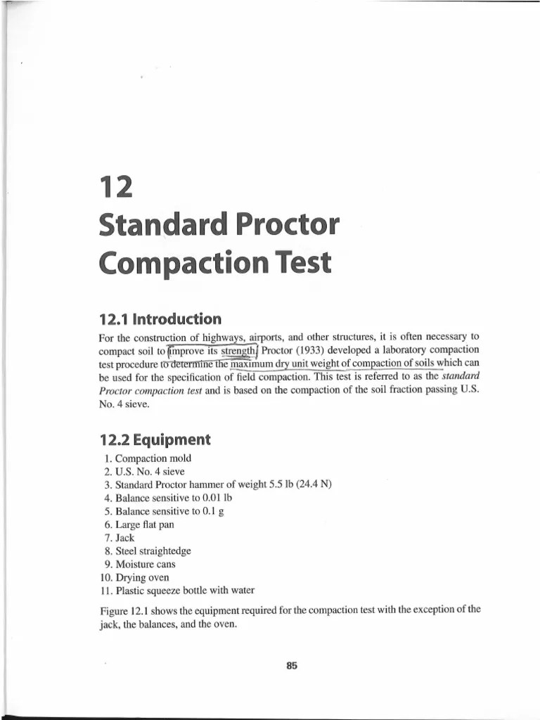 Standard and Modified Proctor Compaction Test PDF