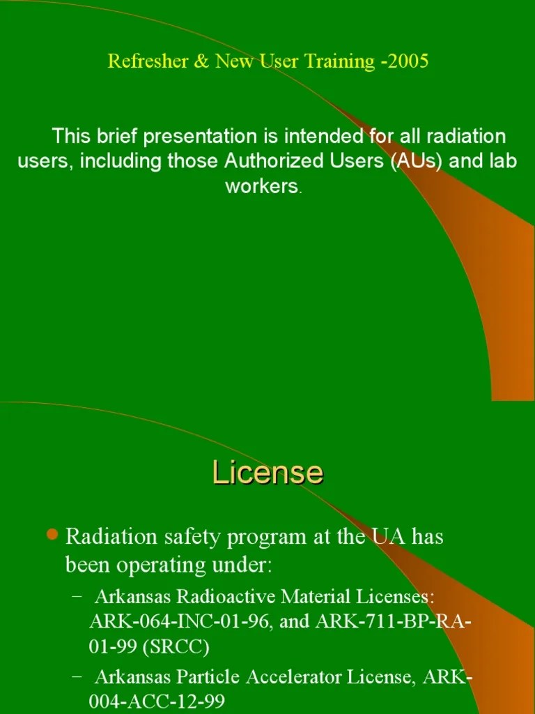 Radiation Safety Training 2005 PDF Nuclear Chemistry Ionizing Radiation