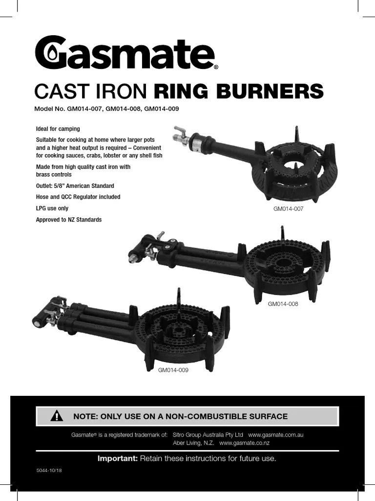 Cast Iron Ring Burners Important Retain These Instructions For Future Use PDF Liquefied