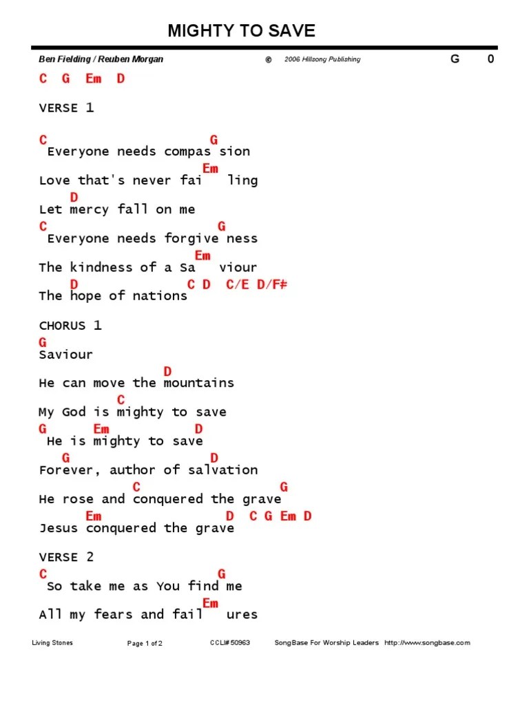 Mighty to Save (Chord Chart)