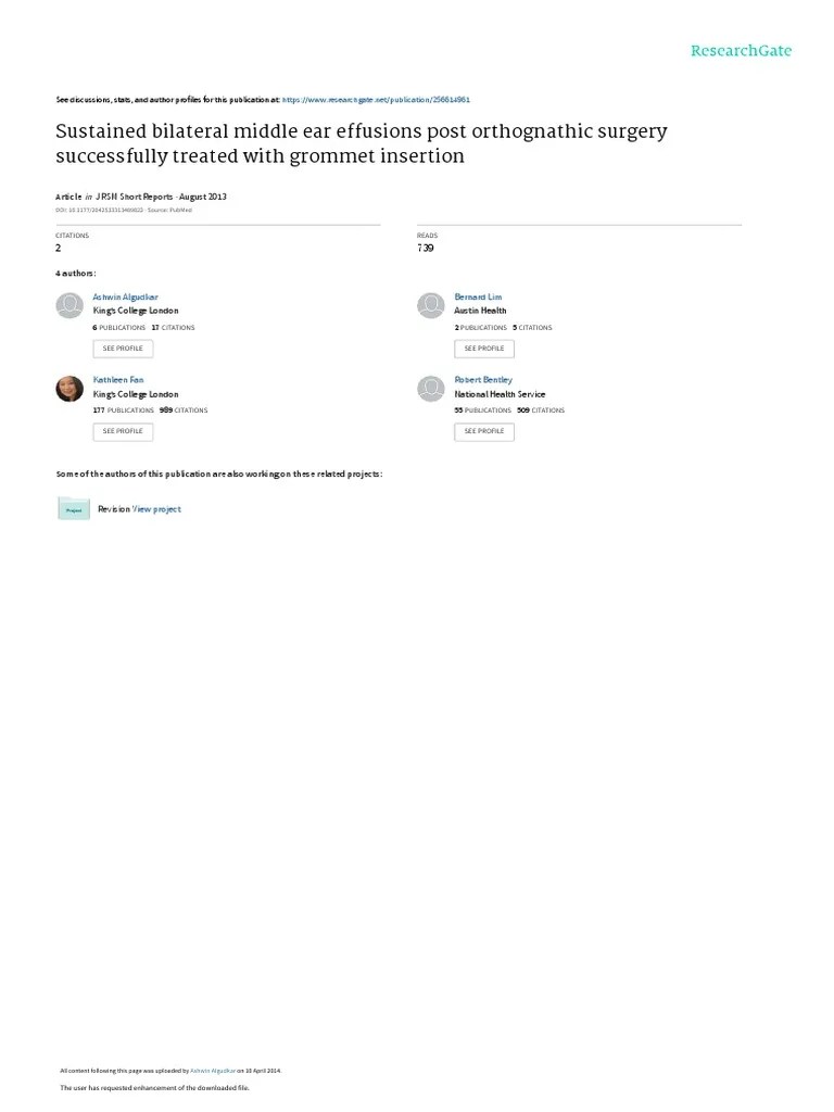 Sustained bilateral middle ear effusions post orthognathic surgery