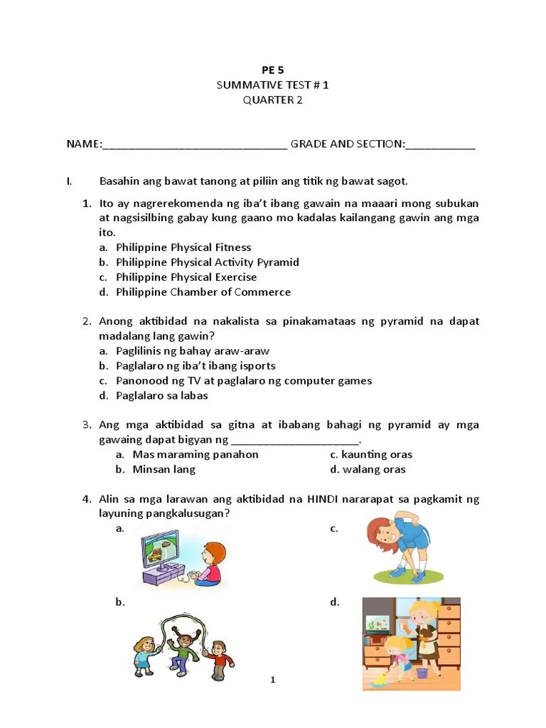 Pe 5 Summative Test-Performance Task-Answer Key q2 | PDF