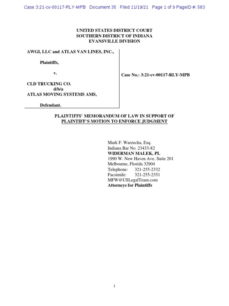 Motion To Enforce Judgment PDF Judgment (Law) Default Judgment